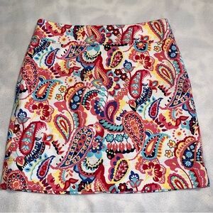 Talbots Pink Paisley Mini Skirt Size 8 teacher preppy colorful